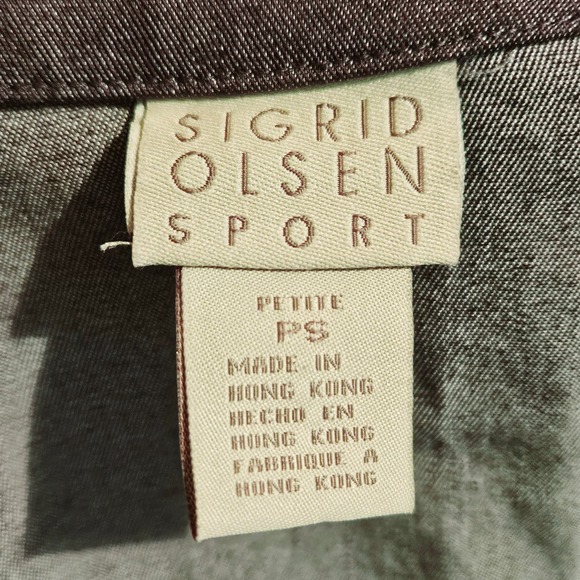 Women's Blue Denim-Look Sigrid Olsen Sport Zip Up Jacket Size Petite Small - Picture 9 of 11